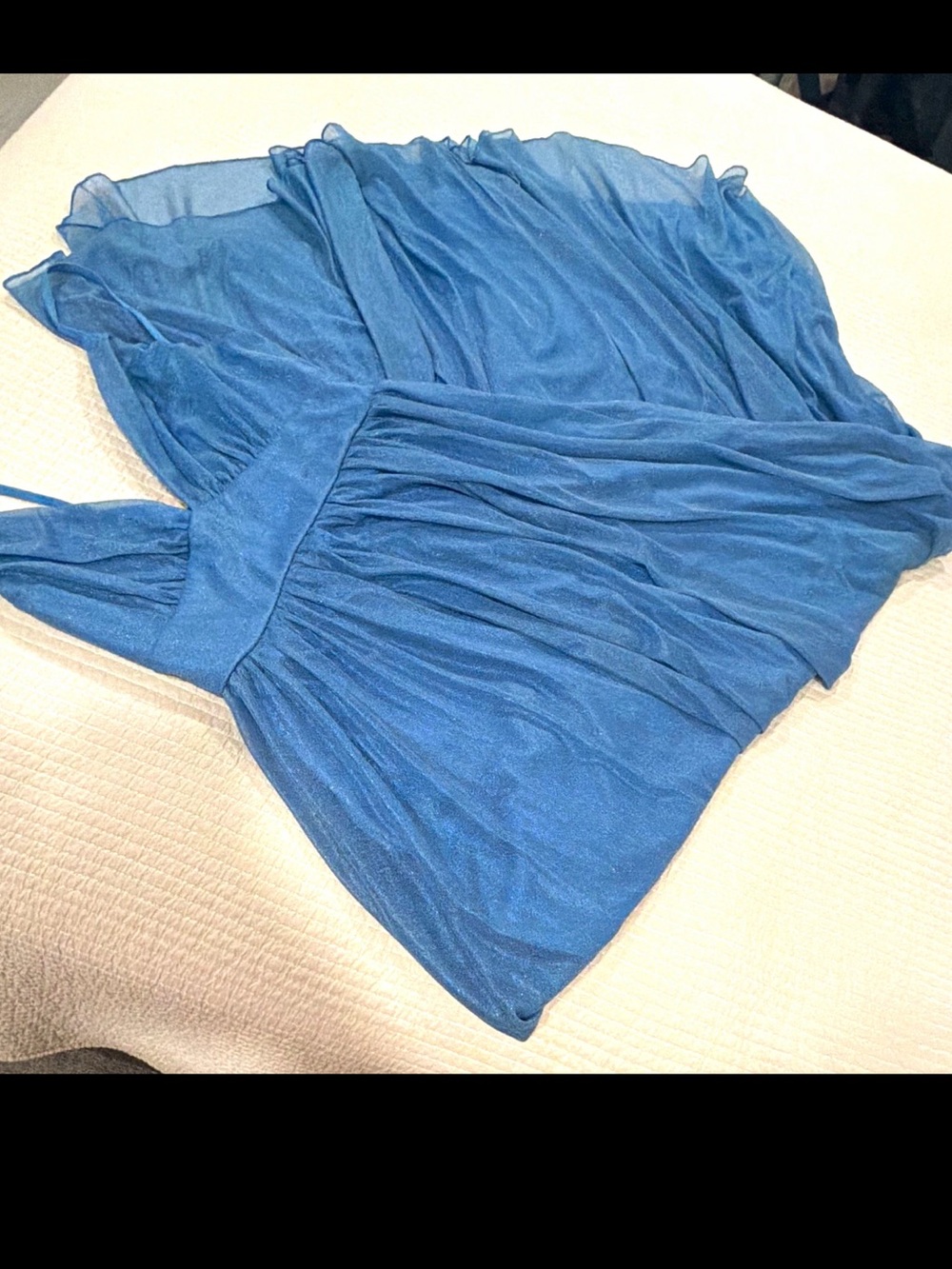 Fabriesty Blue Ruched Ruffle Midi Dress Size M